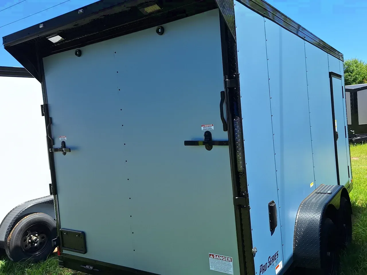 2026 7X16 LITE BLUE W/BLACK OUT ENCLOSED TRAILER